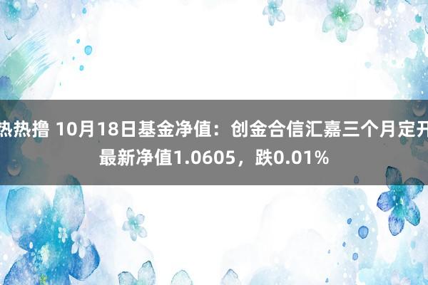 热热撸 10月18日基金净值：创金合信汇嘉三个月定开最新净值1.0605，跌0.01%