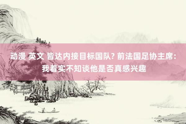 动漫 英文 皆达内接目标国队? 前法国足协主席: 我着实不知谈他是否真感兴趣